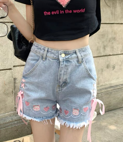 Cute Pig Jean Shorts
