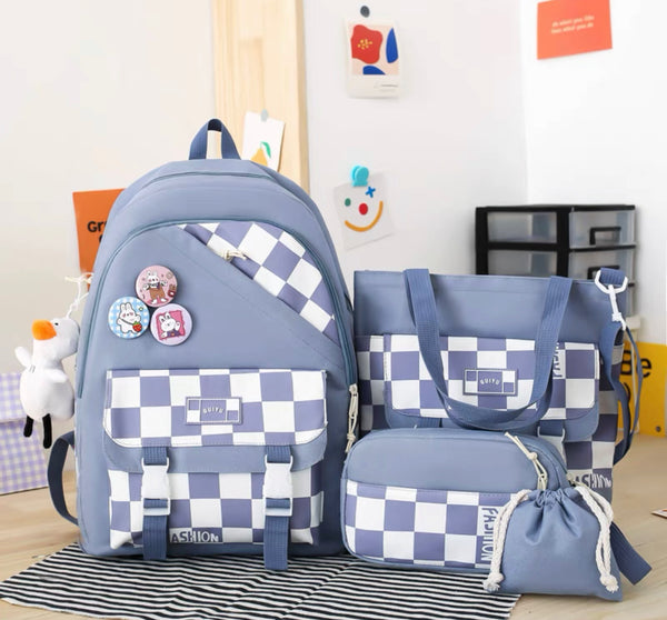 Harajuku Plaid Backpack Set