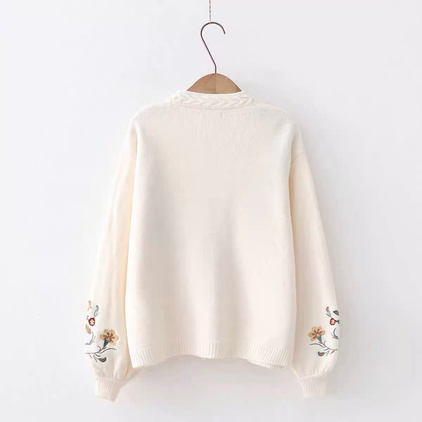 Cute Flower Sweater Coat