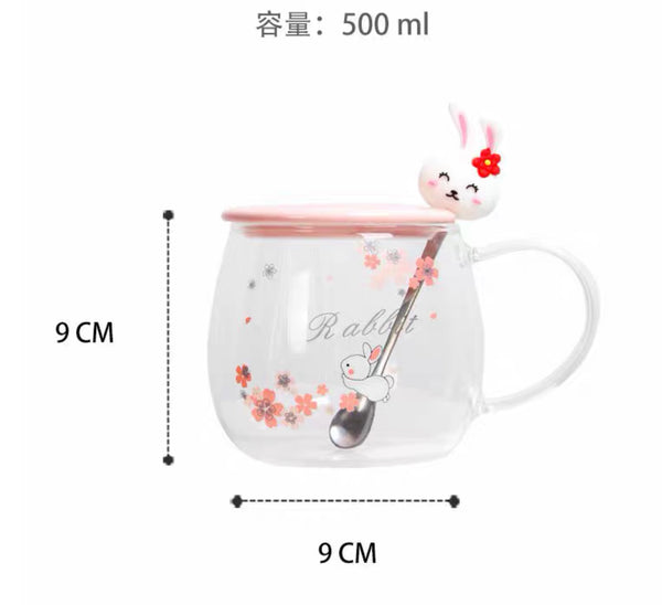 Rabbit And Flowers Drinking Cup