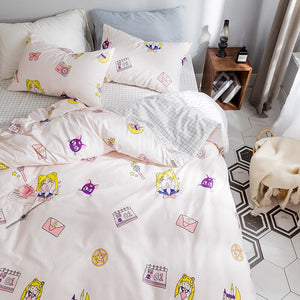 Girl And Cat Bedding Set