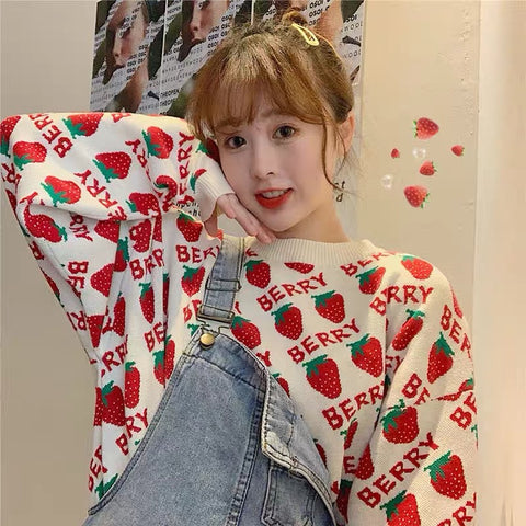 Strawberry Printed Sweater