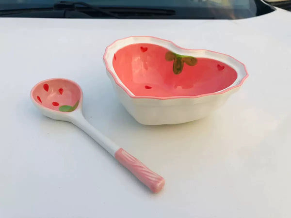 Sweet Strawberry Bowl And Spoon