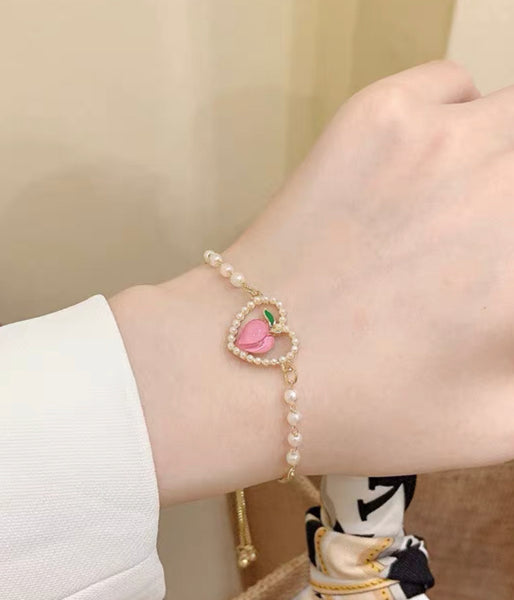 Cute Peach Bracelet & Earrings