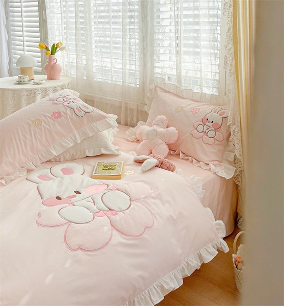 Flower And Rabbit Bedding Set