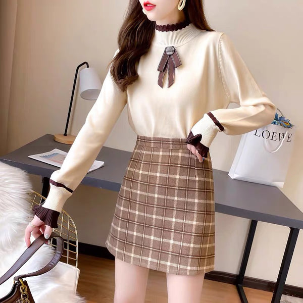 Cute Style Sweater & Skirt