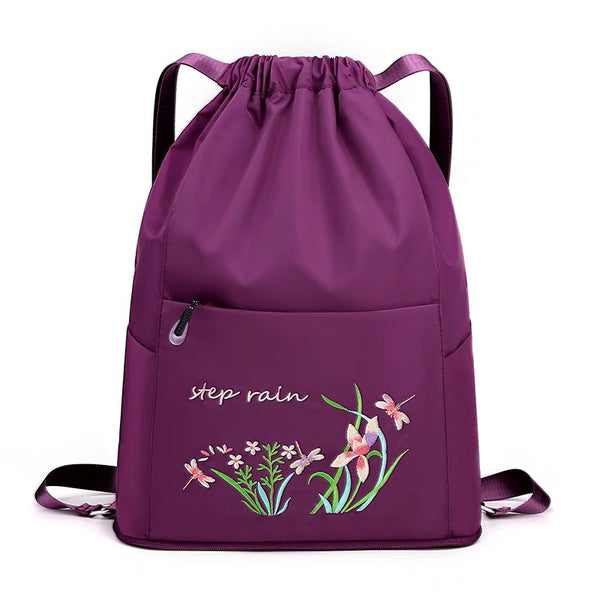 Cute Flower Embroidery Foldable Backpack