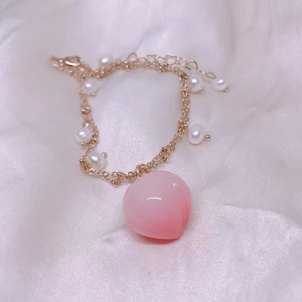 Cute Peach Necklace & Earrings & Bracelet