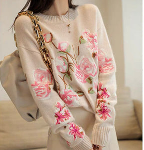 Flower Embroidered Sweater