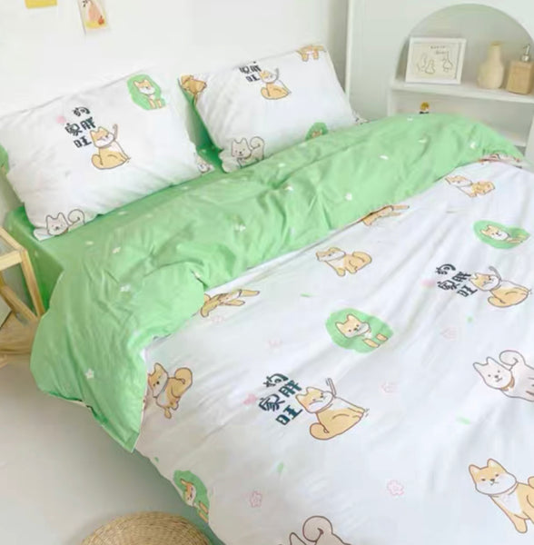 Kawaii Dog Printed Bedding Set