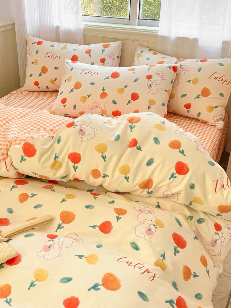 Flower And Rabbit Bedding Set