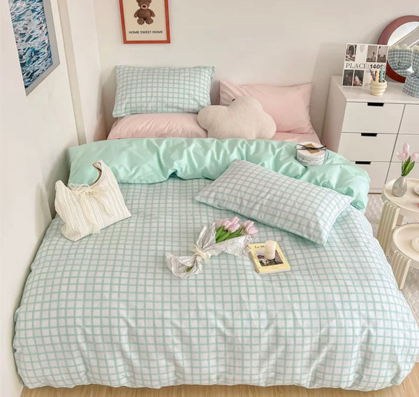 Pastel Plaid Bedding Set