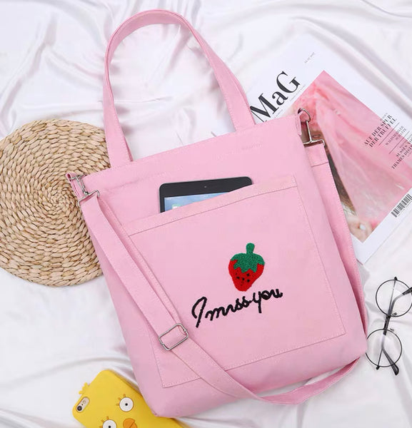 Sweet Strawberry Canvas Bag