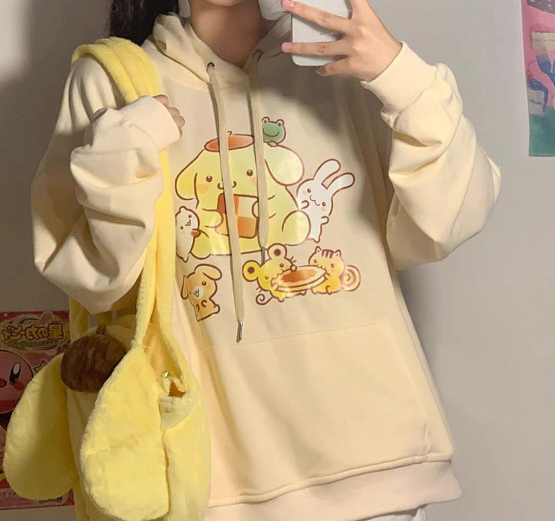 Yellow outlet printed hoodie