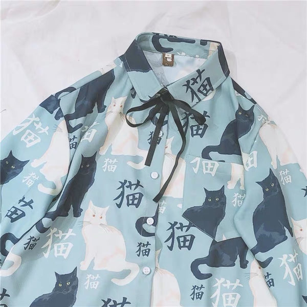 Kawaii Cats Printed Shirt