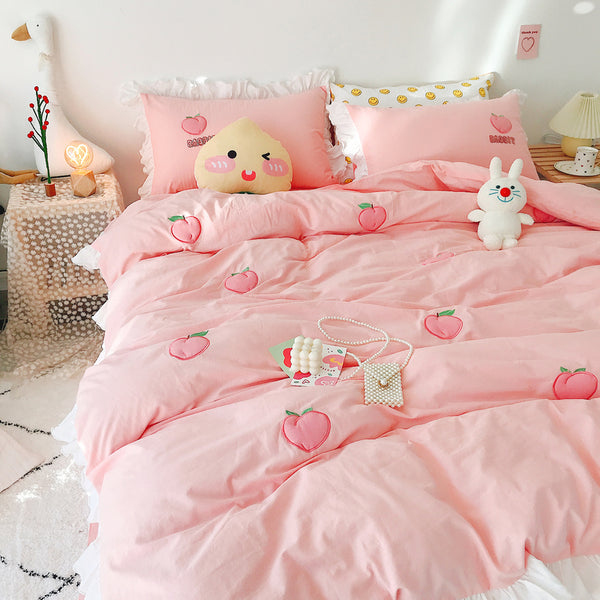 Sweet Rabbit And Peach Bedding Set