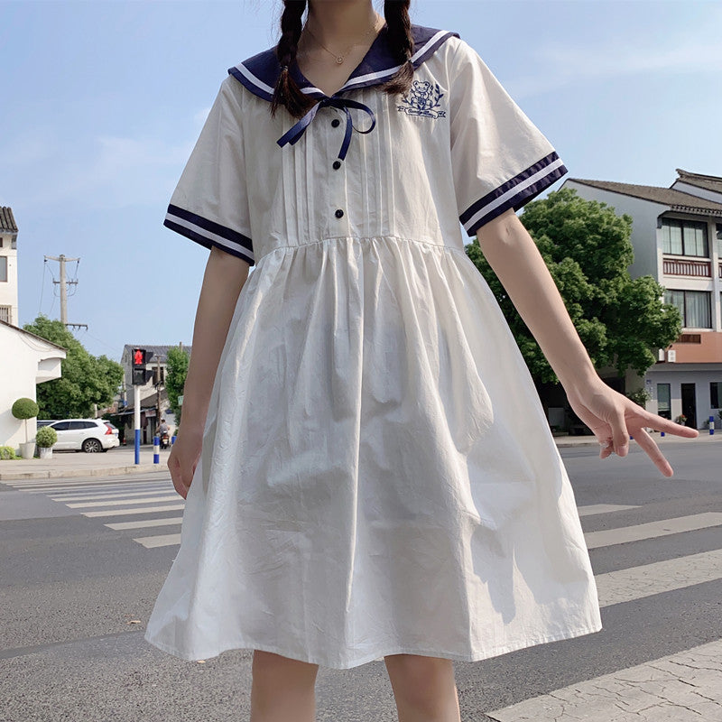 white sailor dress Cute Sailor Collar Dress – ivybycrafts