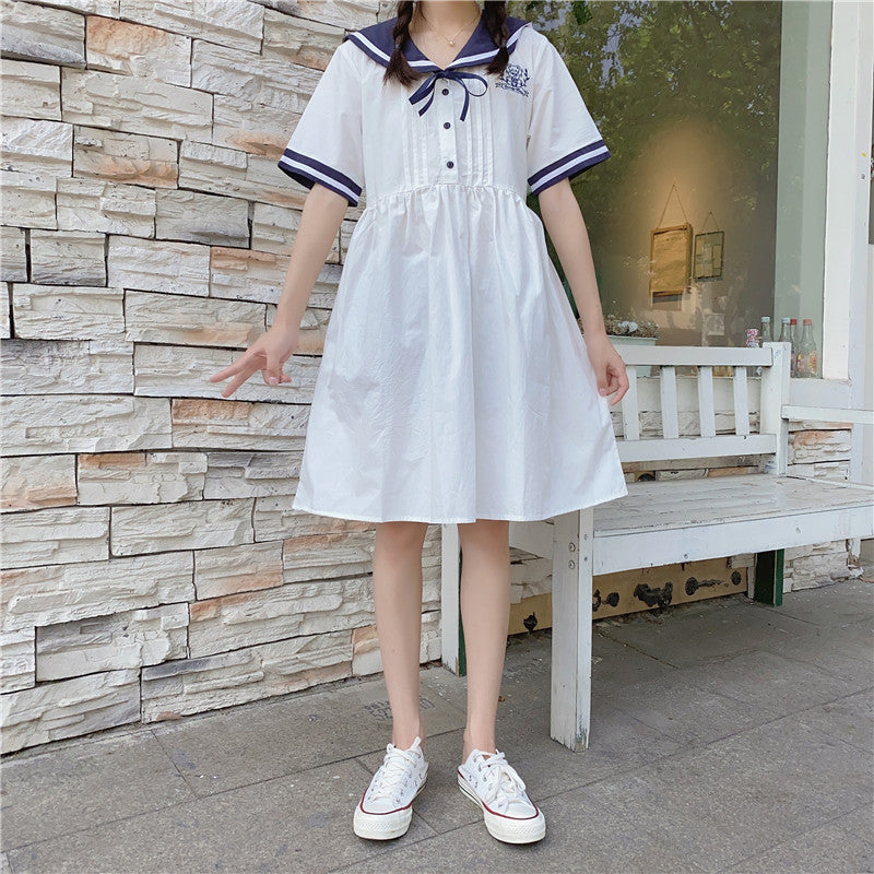 blue and white sailor dress Cute Sailor Collar Dress – ivybycrafts