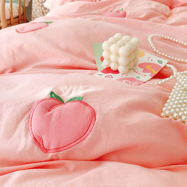 Sweet Rabbit And Peach Bedding Set