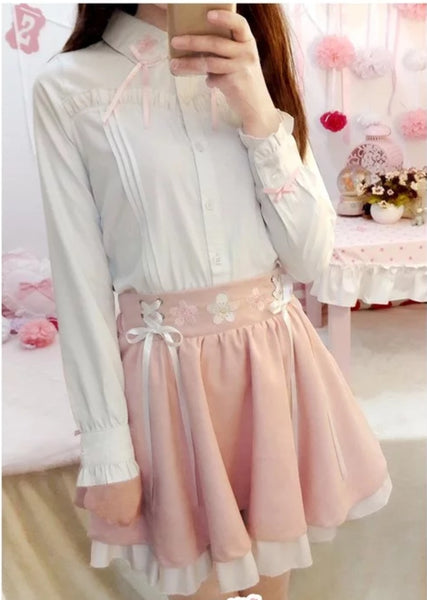 Sakura Embroidered Suspender Skirt