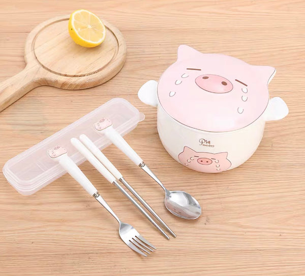 Kawaii Pig Bowl Set