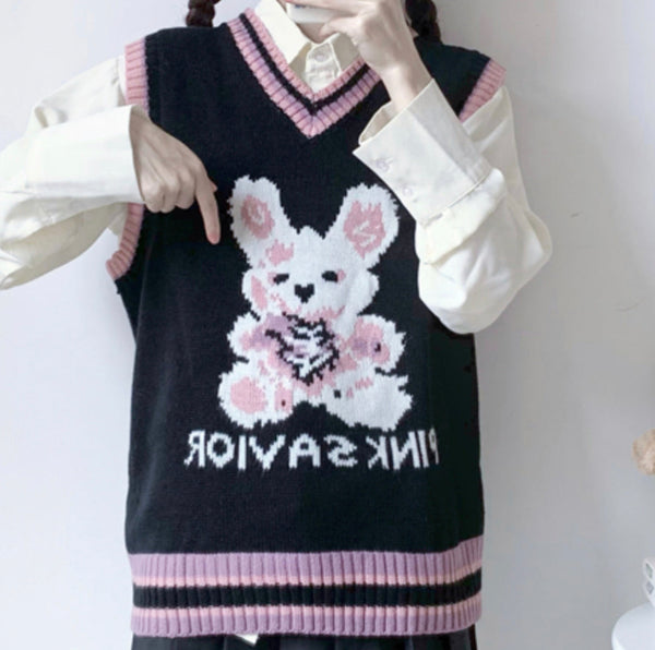 Harajuku Rabbit Knitted Vest