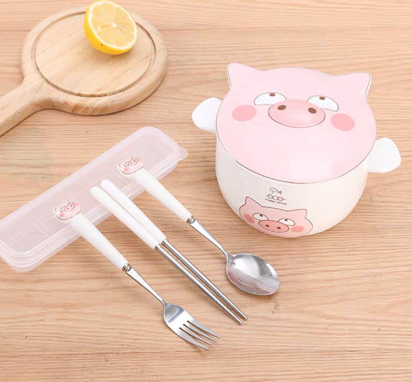 Kawaii Pig Bowl Set