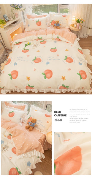 Kawaii Peach Bedding Set