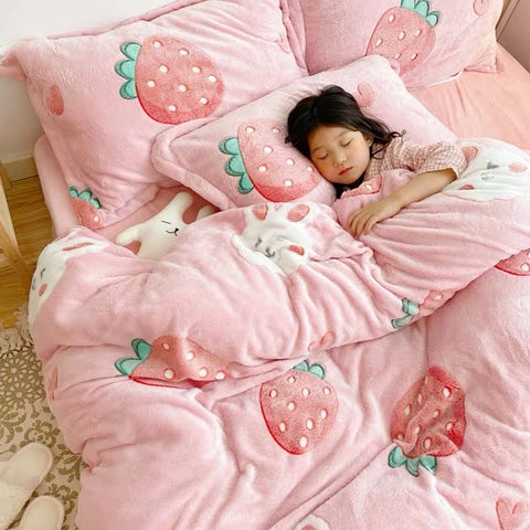 Lucky Bunny Strawberry Bedding Set