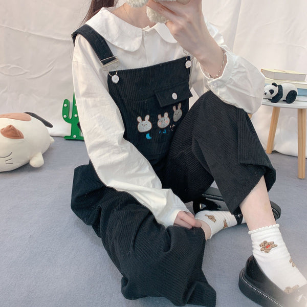 Cute Rabbits Suspender Trousers