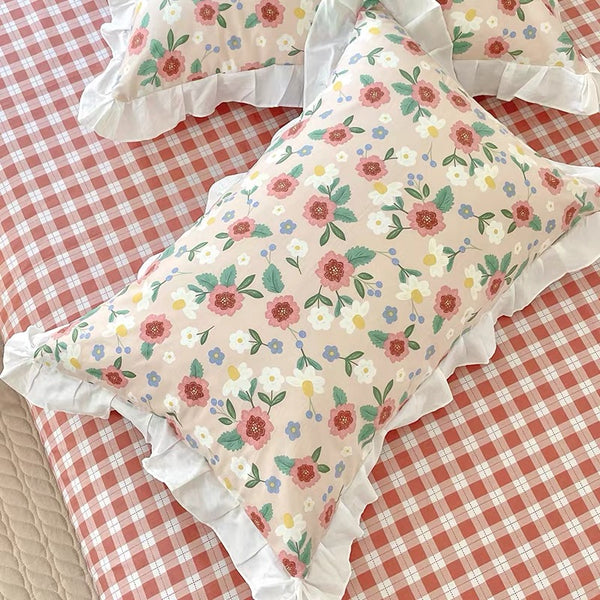 Flower Plaid Bedding Set