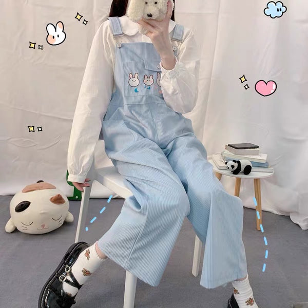 Cute Rabbits Suspender Trousers