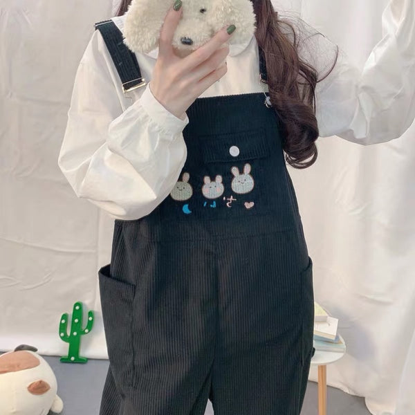 Cute Rabbits Suspender Trousers