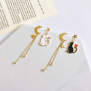 Moon And Cat Earrings