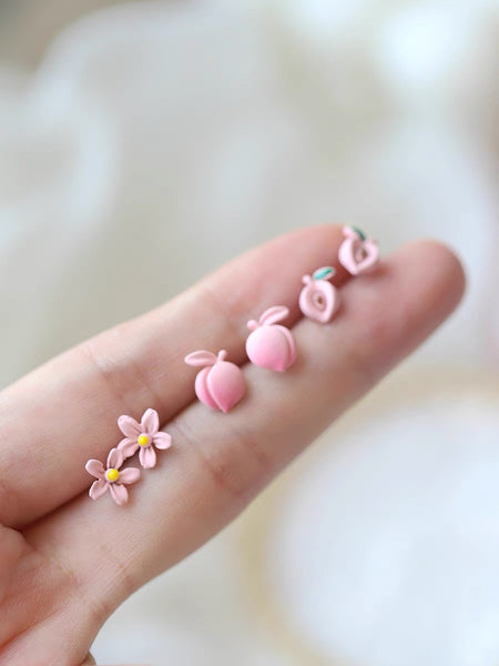 Cute Peach Earrings Set