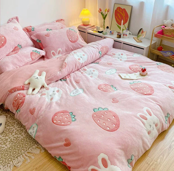 Lucky Bunny Strawberry Bedding Set