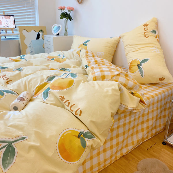 Sweet Plaid Orange Bedding Set