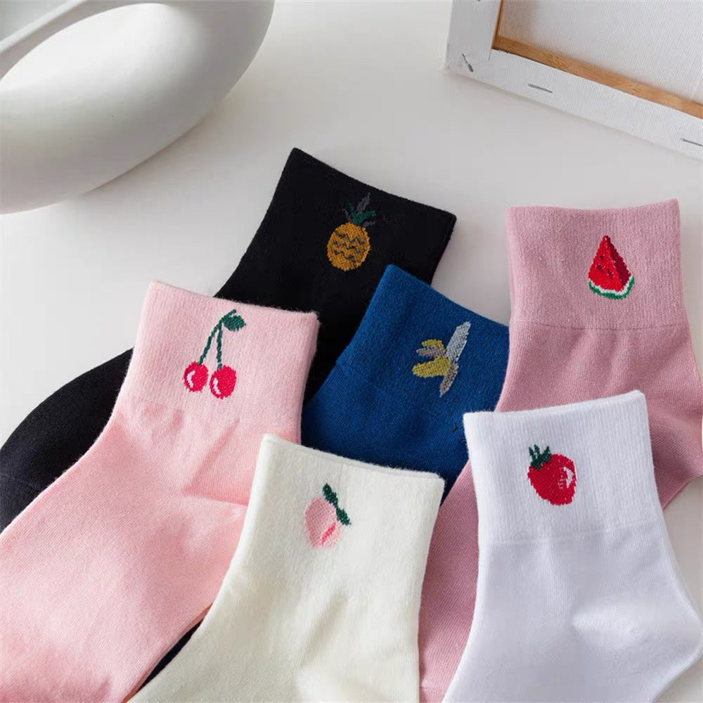 Fruit Embroidery Socks