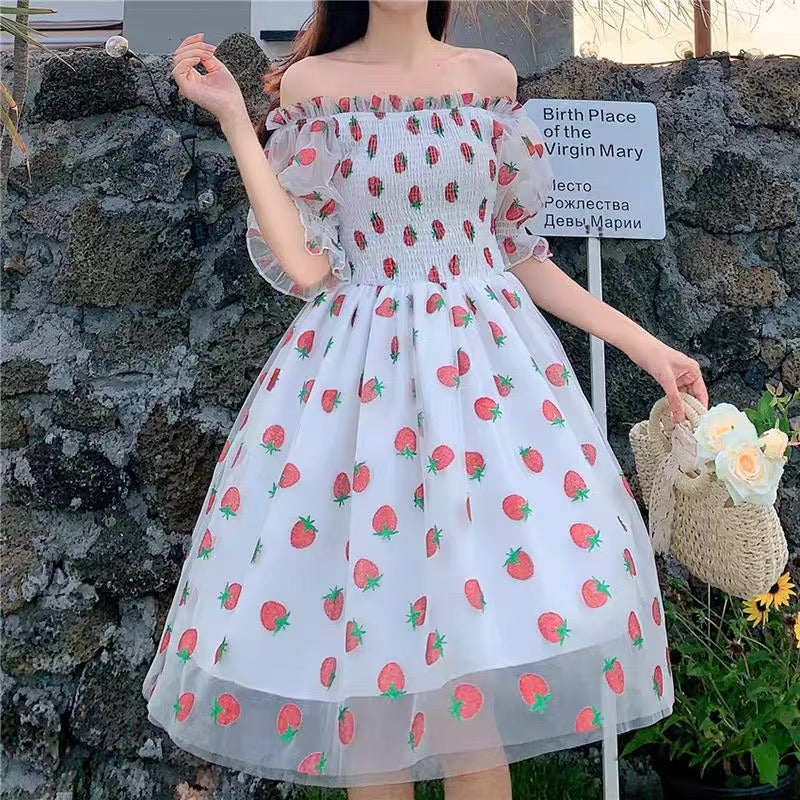 strawberry dress Pink Skater Dress: Sleeveless Summer Sun ironing may be risky Viral Strawberry dress by Lirika
