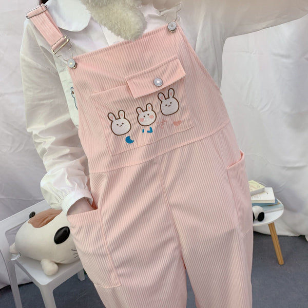 Cute Rabbits Suspender Trousers