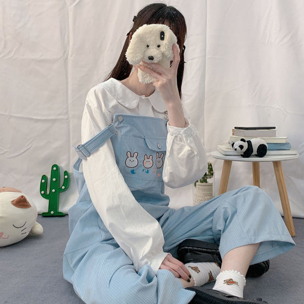 Cute Rabbits Suspender Trousers