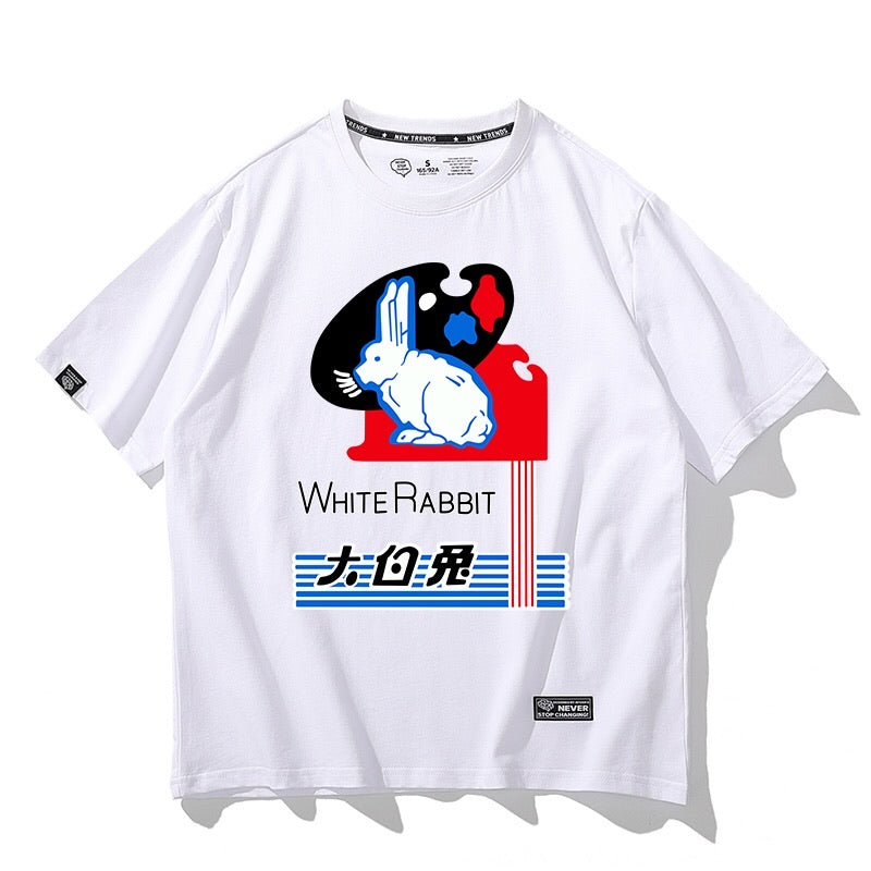 ★THE MUSEUM VISITOR★ RABBIT PRINTED TSHIRTS WHITE 08797 THE MUSEUM VISITOR] RABBIT PRINTED T-SHIRTS (WHITE) 正規品
