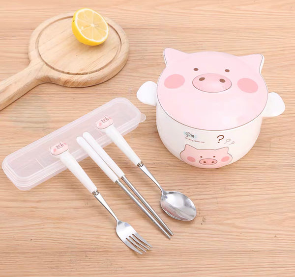 Kawaii Pig Bowl Set