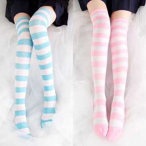 Pinky Color Stripes Pants Socks