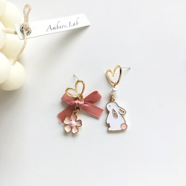 Rabbit And Sakura Earrings