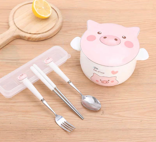 Kawaii Pig Bowl Set